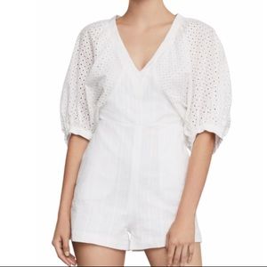 Puffy perforated sleeve romper